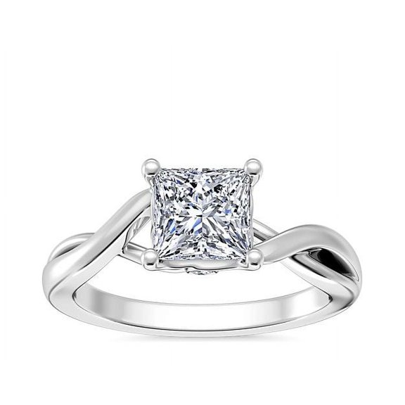 Diamond-Capitals 2.00 Carat Luxurious Princess Cut (D/VVS1) Moissanite Diamond Solitaire Engagement Ring for Ladies Solid 14K White Gold Size 5.5