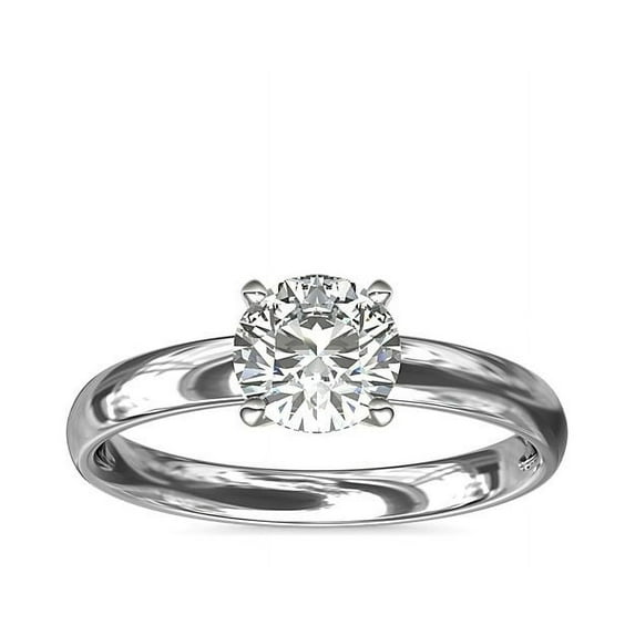 Diamond-Capitals 2.00 Carat Luxurious Round Cut (D/VVS1) Moissanite 4-Prongs Solitaire Wedding Ring for Ladies Solid 14K White Gold Size 5.5