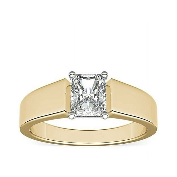 Diamond-Capitals 2.00 Carat Radiant Cut (D/VVS1) Moissanite Diamond Unique Bridal Ring for Women Solid 18K Yellow Gold Size 6.5