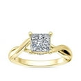 thumbnail image 1 of Diamond-Capitals 2.00 Carat Sparkle Brilliant Princess Cut Moissanite Solitaire Diamond Engagement Ring for her in Solid 18K Yellow Gold Size 4, 1 of 8
