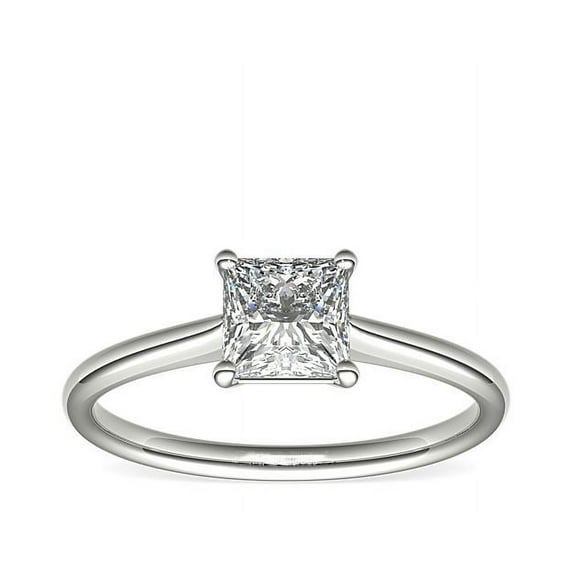 Diamond-Capitals 2.00 Carat Stunning Brilliant Princess Cut Moissanite Engagement Ring for her in Solid 18K White Gold Size 4