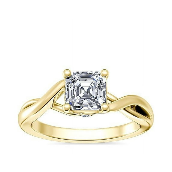 Diamond-Capitals 2.00 Carat Stylish Asscher Cut (D/VVS1) Moissanite Ring for Anniversary Gift Solid 18K Yellow Gold Size 8