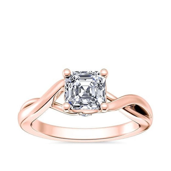 Diamond-Capitals 2.00 Carat Stylish Asscher Cut (D/VVS1) Moissanite Solitaire Bridal Ring for her in Solid 14K Rose Gold Size 8