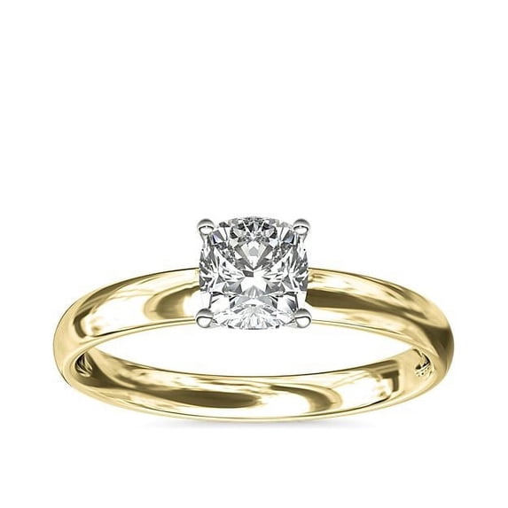Diamond-Capitals 2.00 Carat Stylish Cushion Cut (D/VVS1) Moissanite Diamond Bridal Ring for her in Solid 14K Yellow Gold Size 8