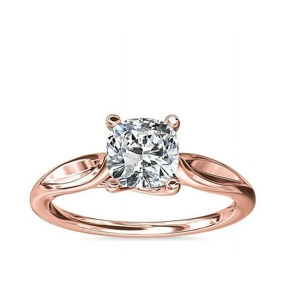 Diamond-Capitals 2.00 Carat Stylish Cushion Cut (D/VVS1) Moissanite Diamond Ring for Anniversary Gift Solid 18K Rose Gold Size 8