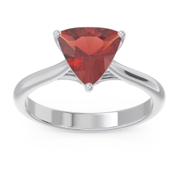 Diamond-Capitals 2.00 Carat Trillion Cut Garnet Gemstone Stunning Wedding Ring for Ladies Solid 18K White Gold Size 3.5