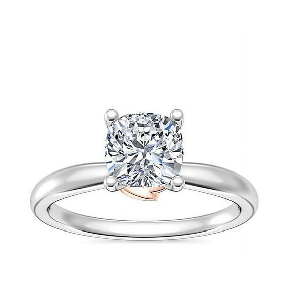 Diamond-Capitals 2.00 Carat Unique Cushion Cut Moissanite Diamond Solitaire Ring for Engagement Gift in Solid 18K White Gold Size 11