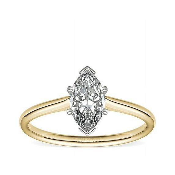 Diamond-Capitals 2.00 Carat Unique Marquise Cut Moissanite Diamond Ring for Wedding and Engagement Solid 14K Yellow Gold Size 11