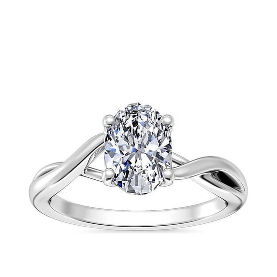 Diamond-Capitals 2.00 Carat Unique Oval Cut Moissanite Diamond Solitaire Ring for Engagement Gift in Solid 18K White Gold Size 11