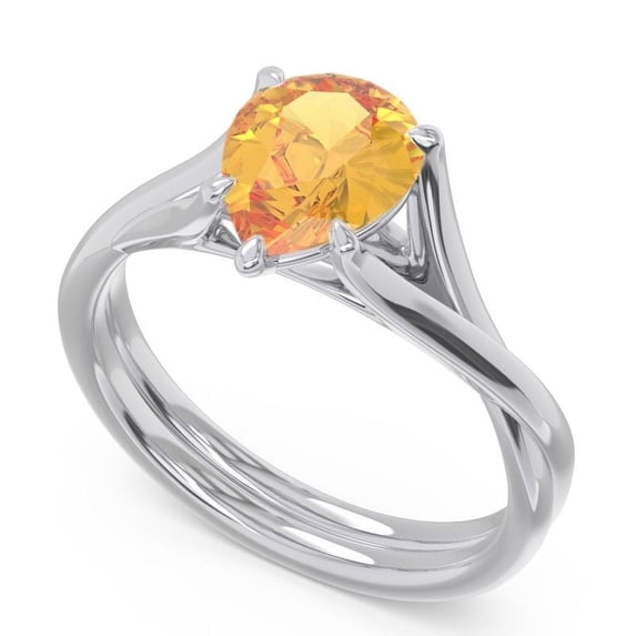 Diamond-Capitals 2.00 Carat Unique Pear Cut Yellow Citrine Gemstone Solitaire Engagement Ring for Girls 14K White Gold Size 6