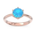 thumbnail image 1 of Diamond-Capitals 2.00 Ct Fine Round Cut Simulated Blue Topaz Gemstone Wedding Ring for Ladies Solid 14K Rose Gold Size 5, 1 of 8