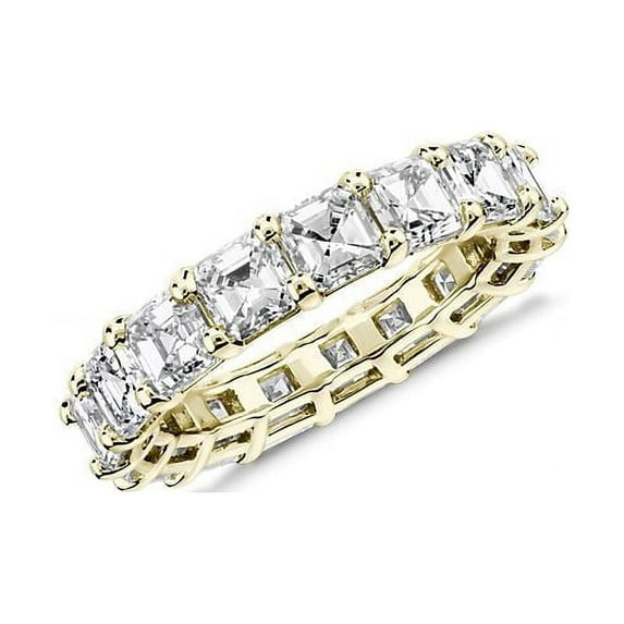Diamond-Capitals 2.00 Ct IGI Certified Stunning Asscher Cut Lab Grown Diamond Eternity Band for Engagement (E/VVS2) Solid 14K Yellow Gold Size 4