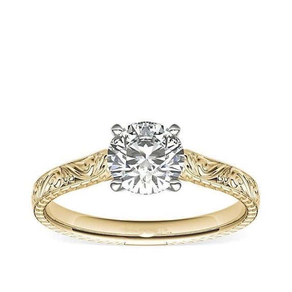 Diamond-Capitals 2.00 Ct Round Cut (D/VVS1) Moissanite Sparkle Solitaire Wedding Ring for Girls Solid 18K Yellow Gold Size 9