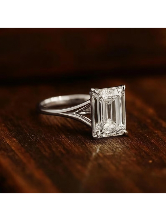 2.00 tcw Wonderful Solitaire Emerald Shape IGI Certified Lab Grown Diamond Wedding Ring for Women Solid 950 Platinum Size 8.5