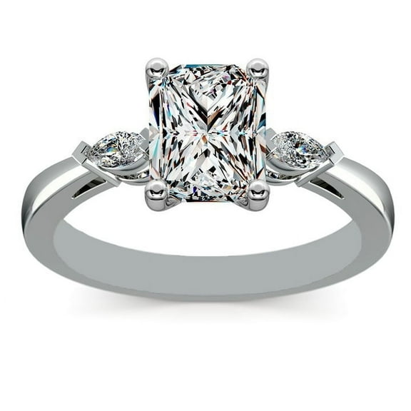 Diamond-Capitals 2.10 Ct 3-stone Shiny Radiant Moissanite Diamond (D/VVS1) Engagement Ring for her in 14K White Gold Size 7