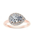 thumbnail image 1 of Diamond-Capitals 2.15 Carat Classic Pear Cut Moissanite Halo Anniversary Ring for her Solid 14K Rose Gold Size 8, 1 of 8