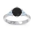 thumbnail image 1 of Diamond-Capitals 2.15 Carat New Round Cut Black Onyx & Aquamarine Gemstone Engagement Ring for Fiancee 18K White Gold Size 4, 1 of 7