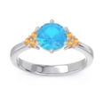 thumbnail image 1 of Diamond-Capitals 2.15 Carat New Round Cut Blue Topaz & Citrine Gemstone Engagement Ring for Fiancee 18K White Gold Size 4, 1 of 7