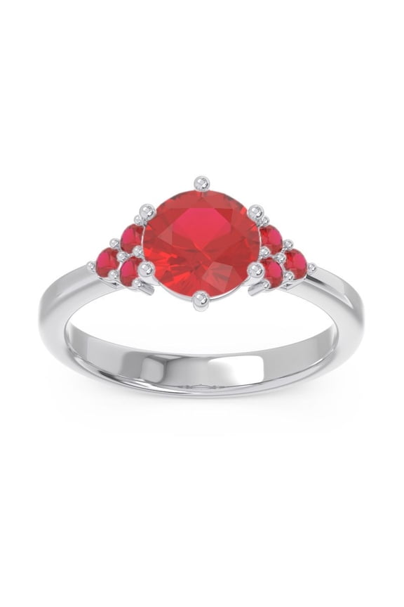 2.15 Carat New Round Cut Red Ruby Gemstone Engagement Ring for Fiancee 18K White Gold Size 4