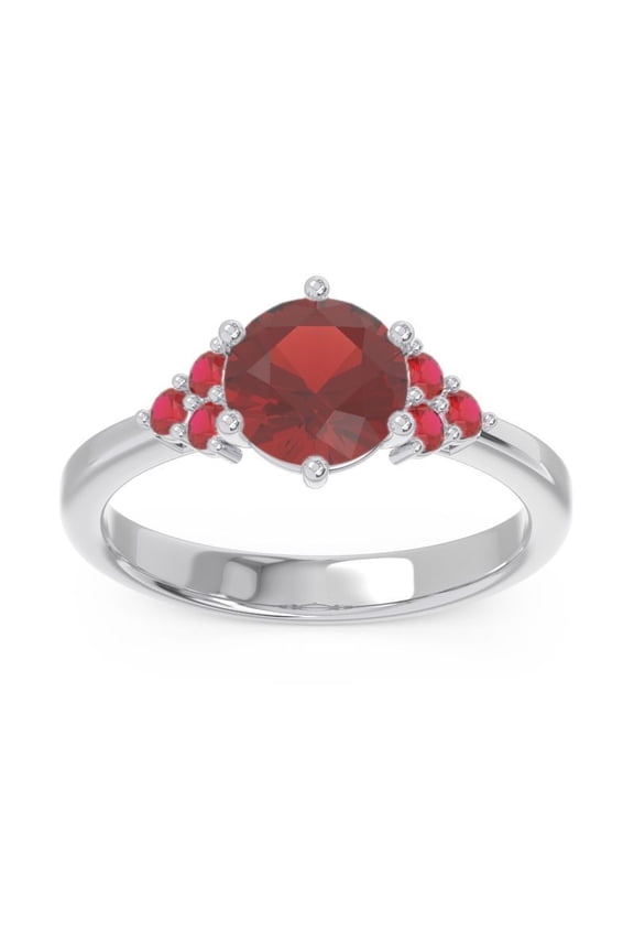 2.15 Carat Round Cut Garnet & Red Ruby Gemstone Lovely Engagement Ring for Fiancee 14K White Gold Size 8