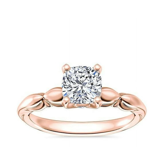 Diamond-Capitals 2.15 Carat Sparkle Brilliant Cushion Cut Moissanite Diamond Solitaire Engagement Ring for her in Solid 18K Rose Gold Size 4