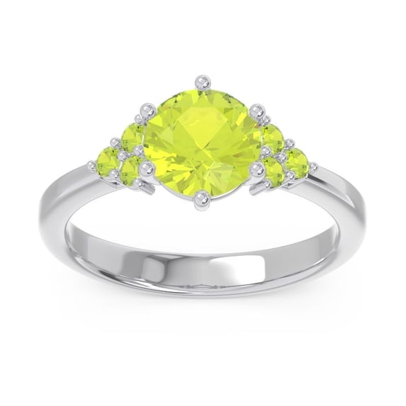Diamond-Capitals 2.15 Carat Sparkle Round Cut Peridot Gemstone Engagement Ring for Women Solid 14K White Gold Size 7