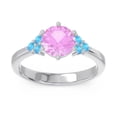 thumbnail image 1 of Diamond-Capitals 2.15 Carat Sparkle Round Cut Pink Sapphire & Blue Topaz Gemstone Engagement Ring for Women Solid 14K White Gold Size 7, 1 of 7