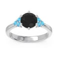 thumbnail image 1 of Diamond-Capitals 2.15 Carat Beautiful Round Cut Black Onyx & Blue Topaz Gemstone Proposal Ring for Women Solid 14K White Gold Size 8.5, 1 of 7