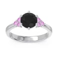 thumbnail image 1 of Diamond-Capitals 2.15 Carat Stunning Round Cut Black Onyx & Pink Sapphire Gemstone Bridal Ring for Women 14K White Gold Size 6, 1 of 7