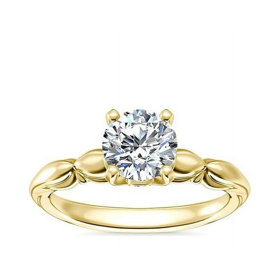 Diamond-Capitals 2.15 Carat Stylish Round Cut (D/VVS1) Moissanite Ring for Anniversary Gift Solid 18K Yellow Gold Size 8