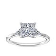 thumbnail image 1 of Diamond-Capitals 2.15 Ct Princess Brilliant Cut Moissanite Halo Wedding Ring for Fiance Solid 14K White Gold Size 6.5, 1 of 8