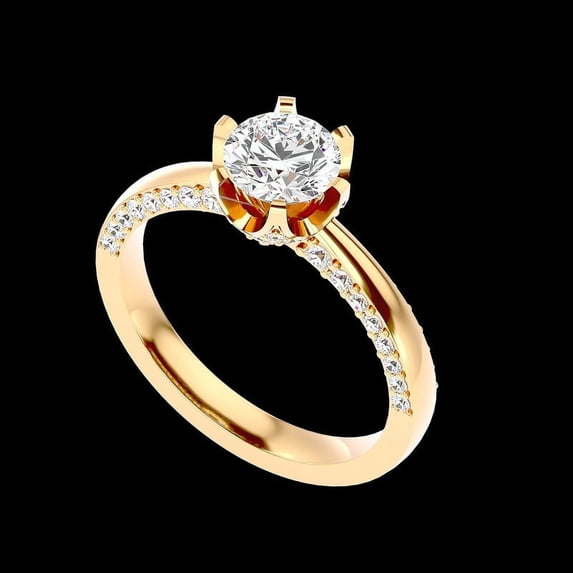 Diamond-Capitals 2.15 Ct Round Shape Moissanite Diamond (D/VVS1) Shiny Anniversary Ring for Women Solid 18K Yellow Gold Size 3.5