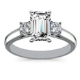 thumbnail image 1 of Diamond-Capitals 2.16 Carat Emerald Cut Beautiful 3-stone Moissanite (D/VVS1) Anniversary Ring for Women Solid 18K White Gold Size 5, 1 of 4