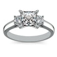 thumbnail image 1 of Diamond-Capitals 2.16 Carat Unique 3-stone Princess Cut Moissanite (D/VVS1) Wedding Ring for Women in 14K White Gold Size 10.5, 1 of 4