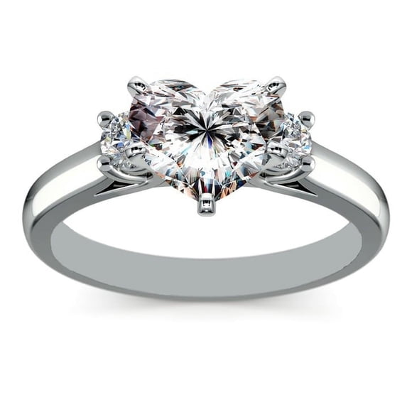 Diamond-Capitals 2.16 Ct Heart Shape 3-stone Moissanite (D/VVS1) Luxurious Ring for Engagement Solid 18K White Gold Size 7.5