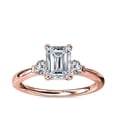 thumbnail image 1 of Diamond-Capitals 2.20 Carat Elegant Emerald Cut Moissanite 3 Stone Engagement Ring for Ladies Solid 18K Rose Gold Size 3, 1 of 8