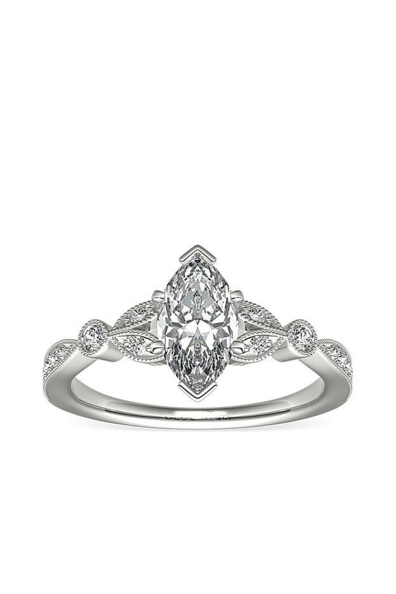 2.20 Carat Marquise Cut Solitaire with Accents Moissanite Gorgeous Bridal Ring for Women in 14K White Gold Ring Size 8
