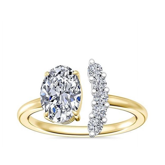 Diamond-Capitals 2.20 Carat Oval Cut Beautiful Moissanite Bridal Ring for Ladies Solid 18K Yellow Gold Ring Size 11.5 (D/VVS1)