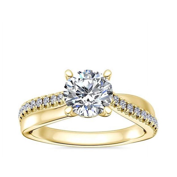 Diamond-Capitals 2.20 Carat Round Cut Beautiful Moissanite Bridal Ring for Ladies Solid 18K Yellow Gold Ring Size 11.5 (D/VVS1)