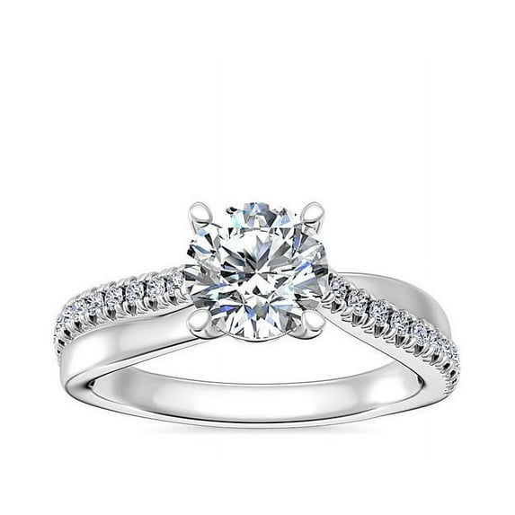 Diamond-Capitals 2.20 Carat Round Cut Moissanite Diamond Beautiful Proposal Ring for Women Solid 18K White Gold Ring Size 3 (D/VVS1)