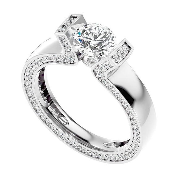 Diamond-Capitals 2.20 Carat Wonderful Round Cut Moissanite Diamond (D/VVS1) Wedding Ring for her Solid 14K White Gold Size 7.5