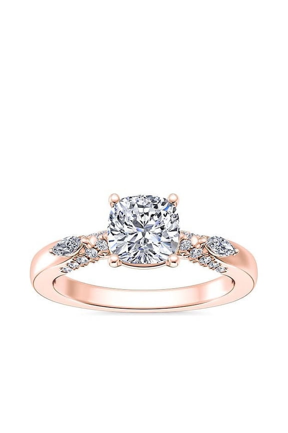 2.20 Ct (E/VVS2) IGI Certified Cushion Cut Lab Grown Diamond Solitiare Ring for Proposal Solid 14K Rose Gold Size 5