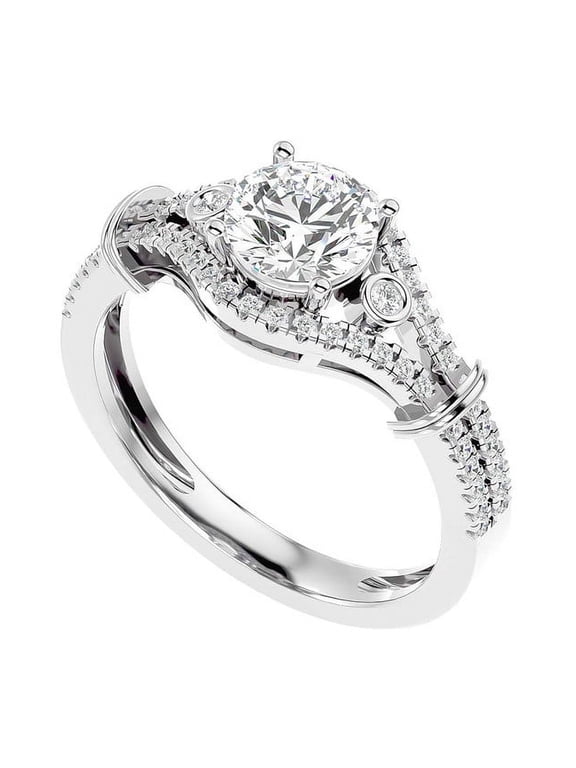 2.20 Ct Latest Round Shape IGI Certified Lab Grown Diamond Engagement Ring for her Solid 14K White Gold Size 11
