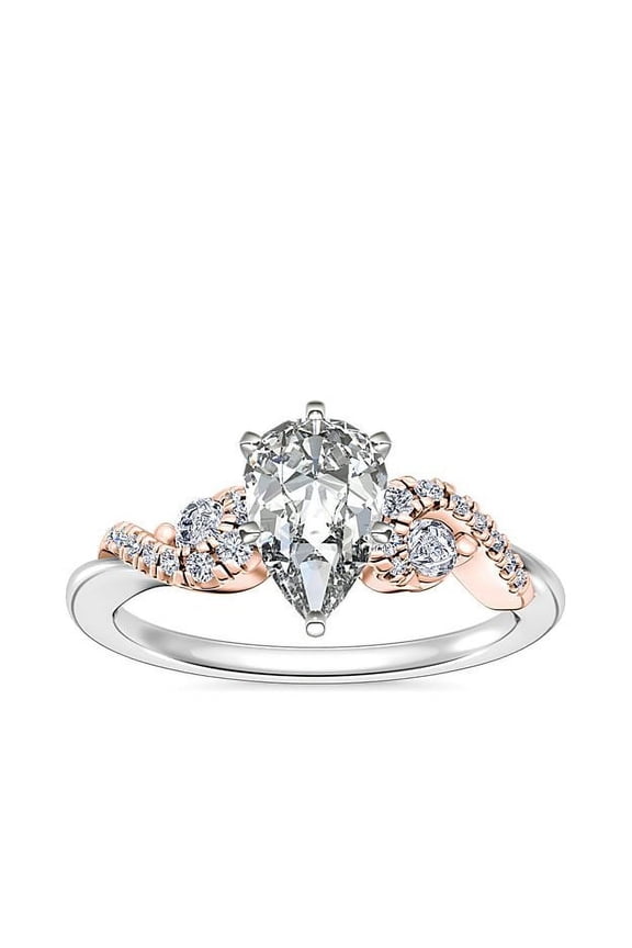 2.20 Ct New Solitiare Fashionable Pear Cut Lab Grown Diamond Engagement Ring for Women (E/VVS2) Solid 18K White Gold Size 11