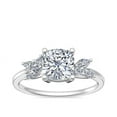 thumbnail image 1 of Diamond-Capitals 2.25 Carat Cushion Cut (D/VVS1) Moissanite Stunning Floral Engagement Ring for Ladies Solid 14K White Gold Ring Size 3, 1 of 8