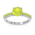 thumbnail image 1 of Diamond-Capitals 2.25 Carat Elegant Round Cut Peridot Gemstone Engagement Ring for Fiancee 18K White Gold Size 4, 1 of 7