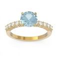 thumbnail image 1 of Diamond-Capitals 2.25 Carat Elegant Round Shape Real Diamond & Aquamarine Gemstone Wedding Ring for Women Solid 14K Yellow Gold Size 11, 1 of 7