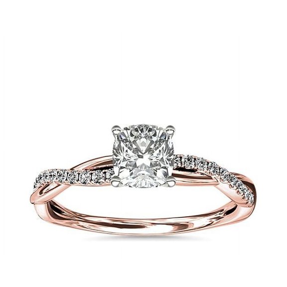 Diamond-Capitals 2.25 Carat Fancy Cushion Cut Moissanite Engagement Ring for Women Solid 18K Rose Gold Ring Size 4.5 (D/VVS1)