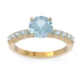 thumbnail image 1 of Diamond-Capitals 2.25 Carat Round Cut Aquamarine Gemstone Shiny Engagement Ring for her Solid 14K Yellow Gold Size 4, 1 of 7