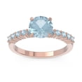 thumbnail image 1 of Diamond-Capitals 2.25 Carat Round Shape Aquamarine Gemstone Trendy Anniversary Ring for Women 14K Rose Gold Size 8, 1 of 7